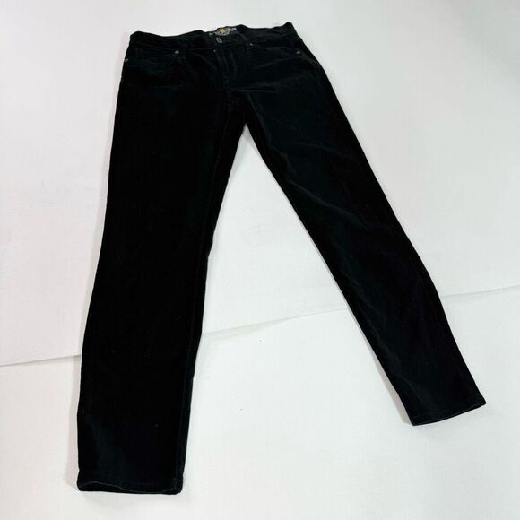 Lucky Brand Pants Womens 31 Velvet Velour Black Jeans Straight Retro - Picture 1 of 8